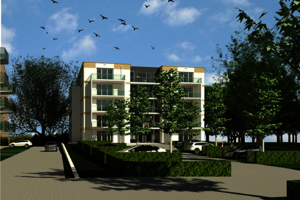 Art impressie van een woongebouw