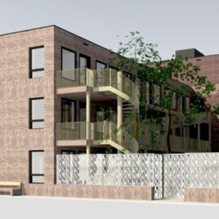 Art impressie van het nieuwe woongebouw aan het Holenkwartier