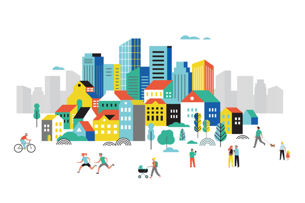 Illustratie van een woonwijk