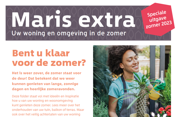 Voorkant van de Maris extra - Uw woning en omgeving in de zomer