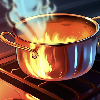 Geanimeerde afbeelding met vuur in de pan