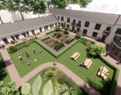 Art impressie binnentuin van woongemeenschap Truydemanhof