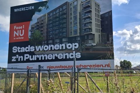 Wherezien bouwbord in Purmerend